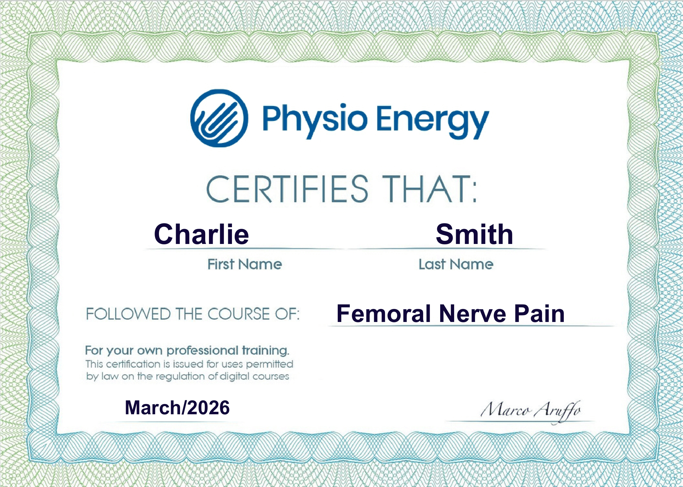charlie femoral nerve pain opt